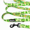 Long Dog Leash Green Frogs width 2 cm (0.78")  wide, black snap hook