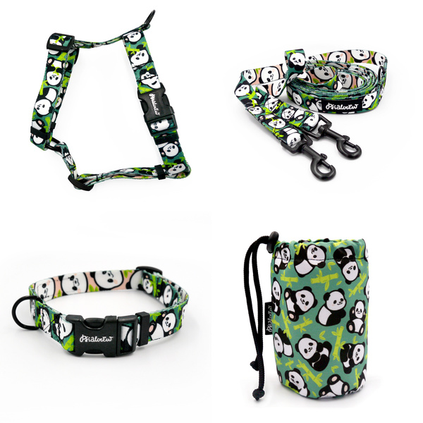 ACCESSORY KIT. Small dog. Bamboo Panda Psiakrew Series; Collar, Harness, Leash, Sachet for dog treats