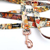 Dog Leash Forest Treasures width 2.5 cm, 1"  wide, pink gold, big snap hook 8 cm