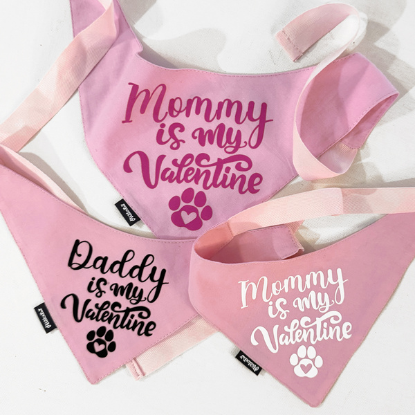 Bandana for Dog Mommy is my Valentine Psiakrew, pink bandana scarf