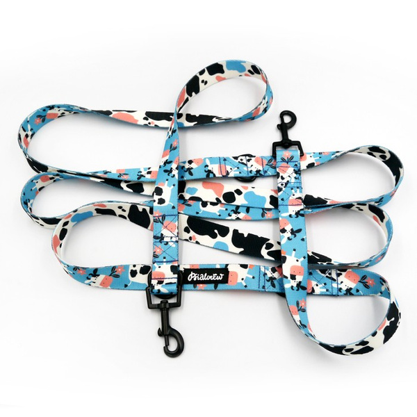 Dog Leash Spotted Cow width 2.5 cm, 1" wide, snap hook black 6cm