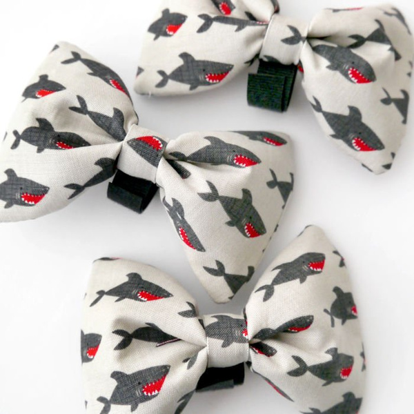 Dog Bow Tie, gift for dog, Pet Bow Tie, Bowtie, Collar Attachment, Sharks