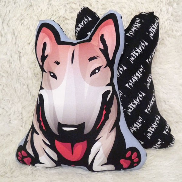 Decorative Dog Pillow Cushion Bull Terrier fawn cuddly mascot