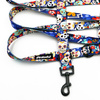 Dog Leash Dia de los Muertos width 2.5 cm, 1"  wide, snap hook black 6cm