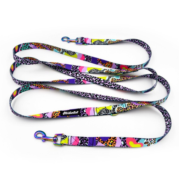 Hundeleine Crazy Leopard Psiakrew Breite 2 cm, Holo Karabinerhaken 6 cm