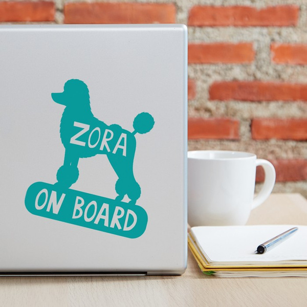 Car sticker with the name of the Poodle Dog On Board Psiakrew