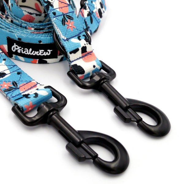 Dog Leash Spotted Cow width 2.5 cm, 1" wide, snap hook black 8cm