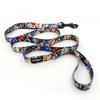 Dog Leash Día de los Muertos width 2.5 cm, 1"  wide, big black snap hook 8 cm