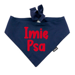 Bandana z imieniem Psa Psiakrew, personalizowana wiązana chusteczka, granatowa apaszka