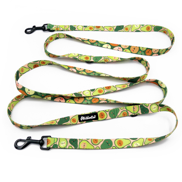 Smycz dla psa długa przepinana Guacamole Time Psiakrew, szer. 2 cm, karabińczyk czarny 7cm