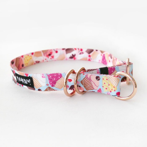 Half-choke collar Hot Sweetness, 2.5 cm wide, medium and big dogs, rose gold