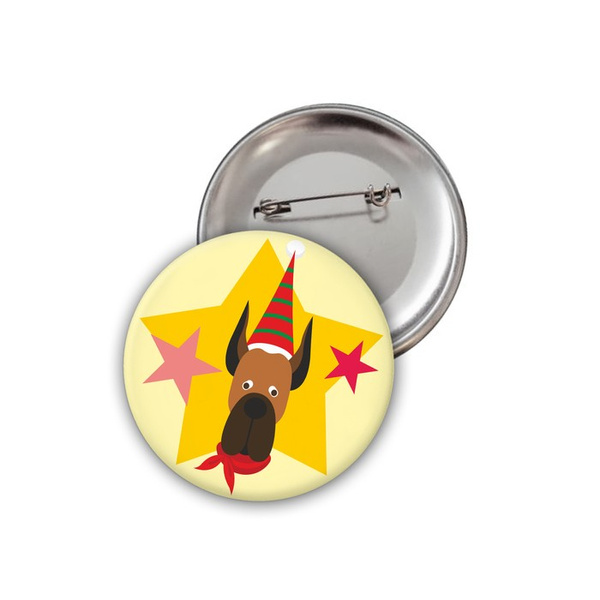 Hund Great Dane Weihnachtsabzeichen Psiakrew Button Badzyk 25mm