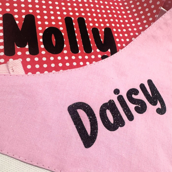 Bandana with the name of the Dog Psiakrew, personalized tied handkerchief, pink bandana scarf