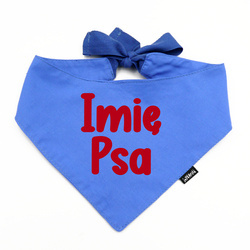 Bandana z imieniem Psa Psiakrew, personalizowana wiązana chusteczka, niebieska apaszka