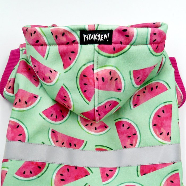 Dog Hoodie Watermelon Psiakrew, reflective inserts, watermelon pattern