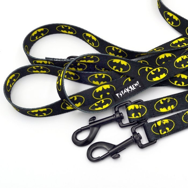 Smycz Dla Psa Długa Przepinana Regulowana Bat Dog szerokość 2 cm czarny karabińczyk 7 cm