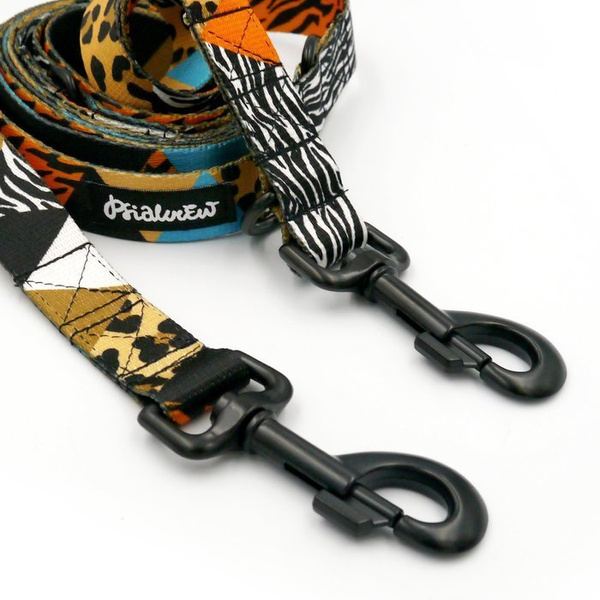Dog Leash Wild Animals width 2.5 cm, 1"  wide, big black snap hook