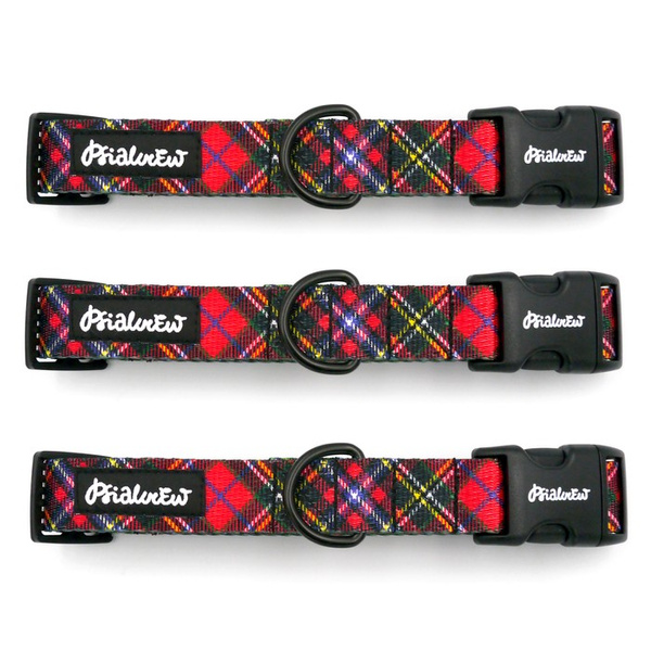 Obroża dla psa regulowana klamra zatrzaskowa Tartan Psiakrew 2,5 cm, czarne okucia