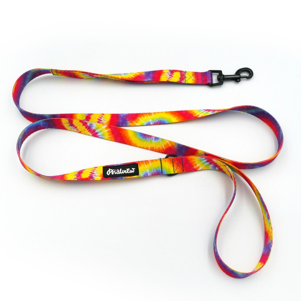 Smycz spacerowa miejska dla Psa Tie Dye Psiakrew szerokość 2 cm czarny karabińczyk 6 cm