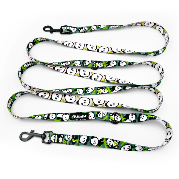 Long Dog Leash Bamboo Panda Psiakrew width 2 cm (0.78"), black snap hook 7 cm (3,15")