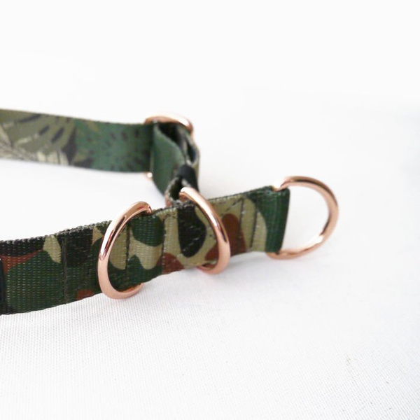 Half-choke collar Camo, 2.5 cm wide, medium and big dogs, rose gold