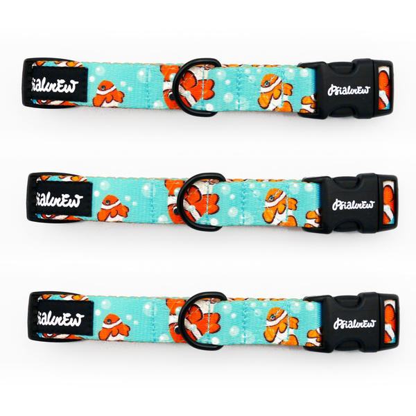 Verstellbares Halsband Blue Lagoon Psiakrew, 2cm breit, schwarze Beschläge