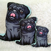 Decorative Dog Pillow Cushion, Black Pug, Mops, Carlin cuddly mascot