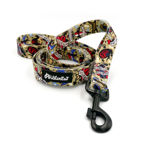 Dog Leash Dog Tattoo Flash width 2.5 cm, 1"  wide, big black snap hook 8 cm