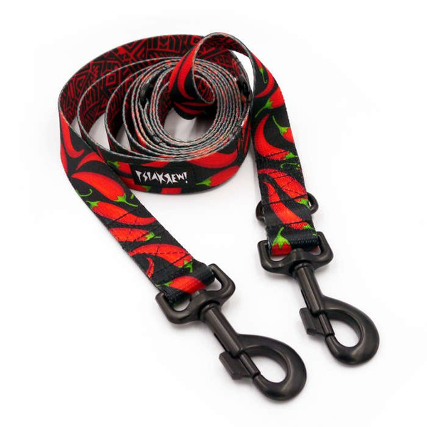 Dog Leash Red Hot Chili width 2.5 cm, 1"  wide, black snap hook 8cm