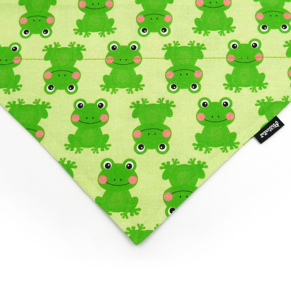 Double-sided bandana for Dog Green Frogs, spring scarf with a tunnel for the collar Psiakrew
