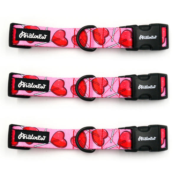 Dog Collar Lollipops Psiakrew 2.5 cm 1" wide, black fittings