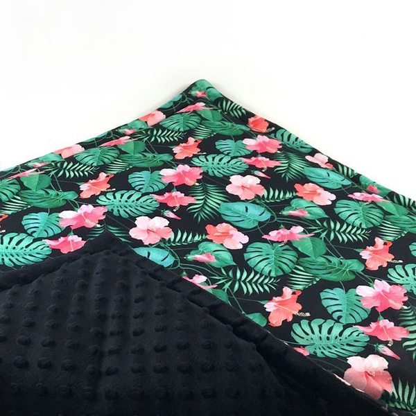 Kocyk dla psa Tropical Monstera Psiakrew, mata, pled dla psa w tropikalne wzory, polar Minky