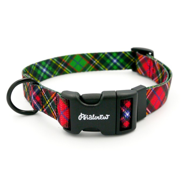 Dog Collar Psiakrew Tartan 2.5 cm wide, black extras