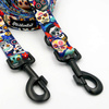 Dog Leash Día de los Muertos width 2.5 cm, 1"  wide, snap hook black 8cm