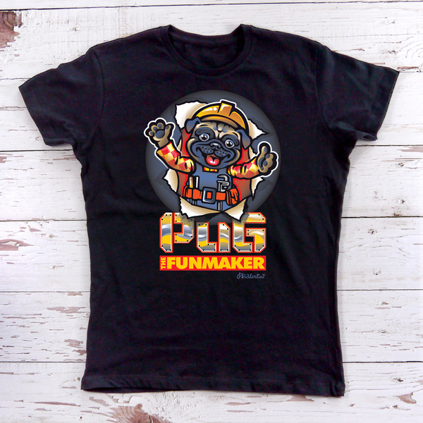Koszulka damska z krótki rękawem Pug The Funmaker Psiakrew