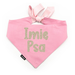 Bandana z imieniem Psa Psiakrew, personalizowana wiązana chusteczka, różowa bandana apaszka