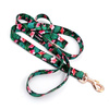 Dog Leash Tropical Monstera width 2.5 cm, 1" wide, big gold snap hook 8 cm