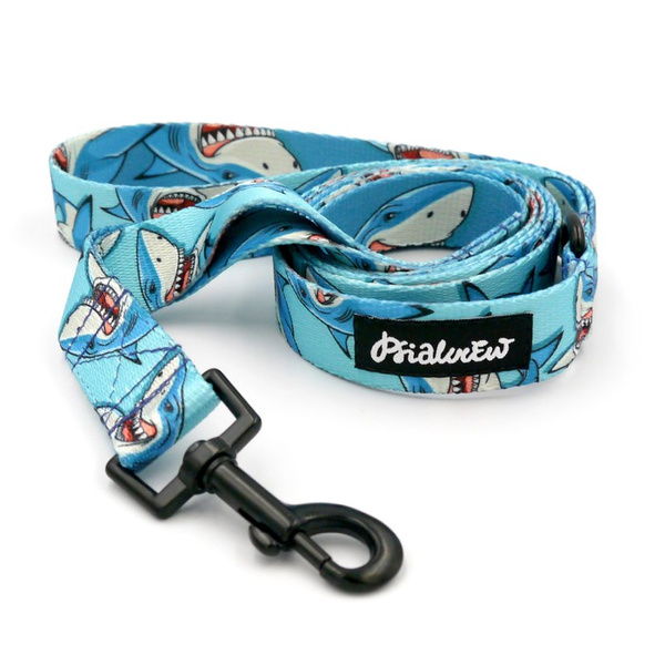 Dog Leash Shark Psiakrew width 2.5 cm, 1"  wide, black snap hook 6 cm