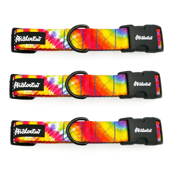 Verstellbares Halsband Tie Dye Psiakrew, 2,5 cm breit, schwarze Beschläge