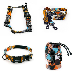 ACCESSORY KIT. Medium and big dog. Wild Animals Psiakrew Series; Collar, Harness, Leash, Sachet for dog treats