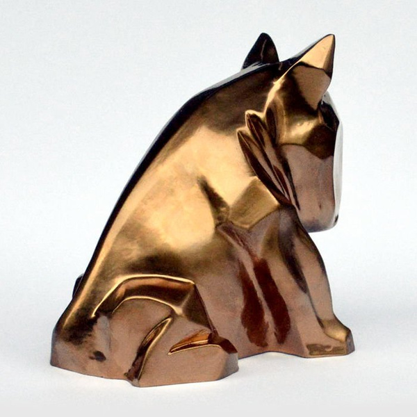 Golden Bullterrier-Hundeskulptur Bling Bling!