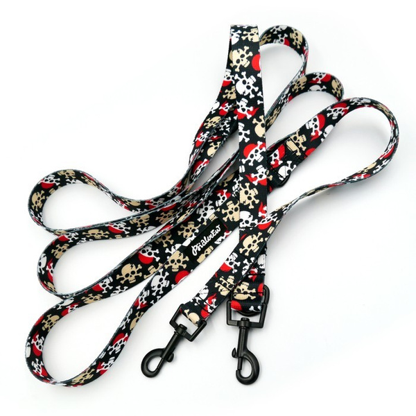 Hundeleine Pirates Psiakrew, Breite 2,5 cm, Karabiner 6 cm schwarz