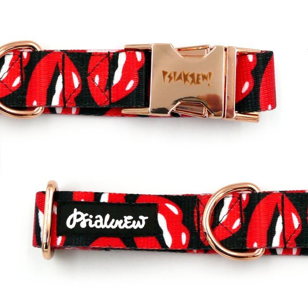 Dog Collar Psiakrew Lipstick 2.5 cm, 1" wide, pink gold clip
