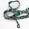 Dog Leash Tropical Monstera width 2.5 cm, 1"  wide, black snap hook 6 cm