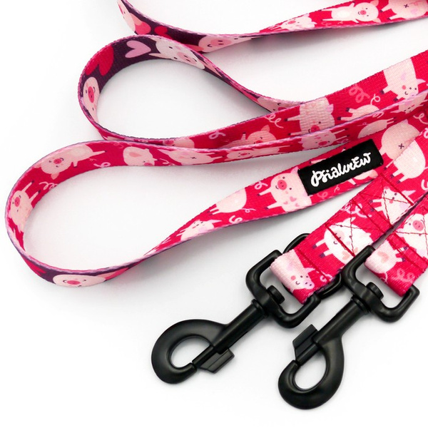 Dog Leash Piggy in Love Psiakrew snap hook black 8cm
