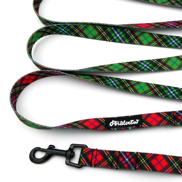 Long Dog Leash Tartan width 2 cm (0.78") wide, black snap hook 6 cm