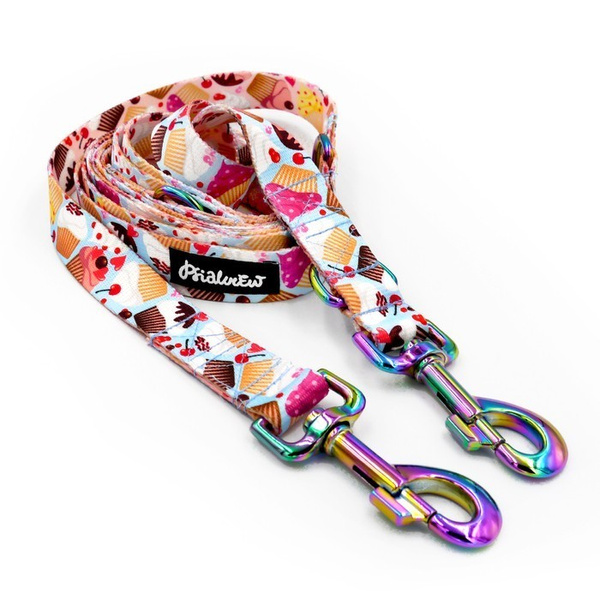 Dog Leash- Hot Sweetness- width 2.5 cm, 1"  wide, holo snap hook 8cm, Psiakrew
