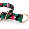 Half-choke collar Tropical Monstera, 2.5 cm wide, medium and big dogs, rose gold