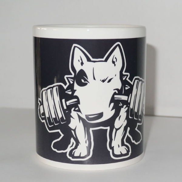 Mug with bull terrier Fitness, Dog Bull Terrier
