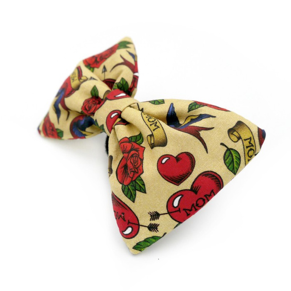 Dog Bow Tie Love Mom Tattoo Psiakrew, Pet Bow Tie, Bowtie, Collar Attachment